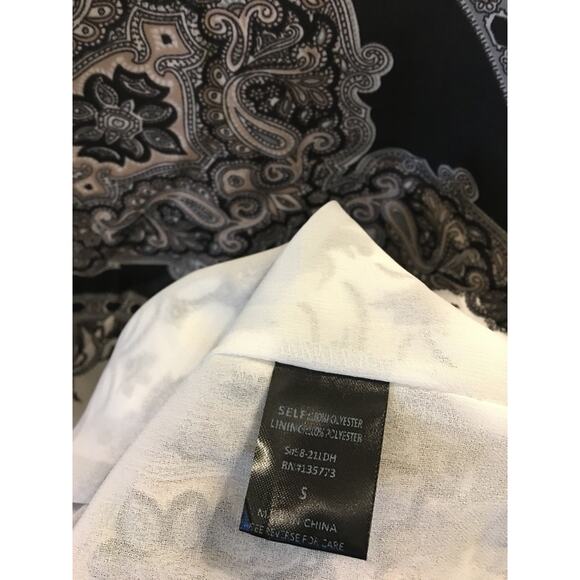 VICI Black White Paisley Mini Dress Small Patchwork Neutral Chic Quiet Luxury - Picture 5 of 6